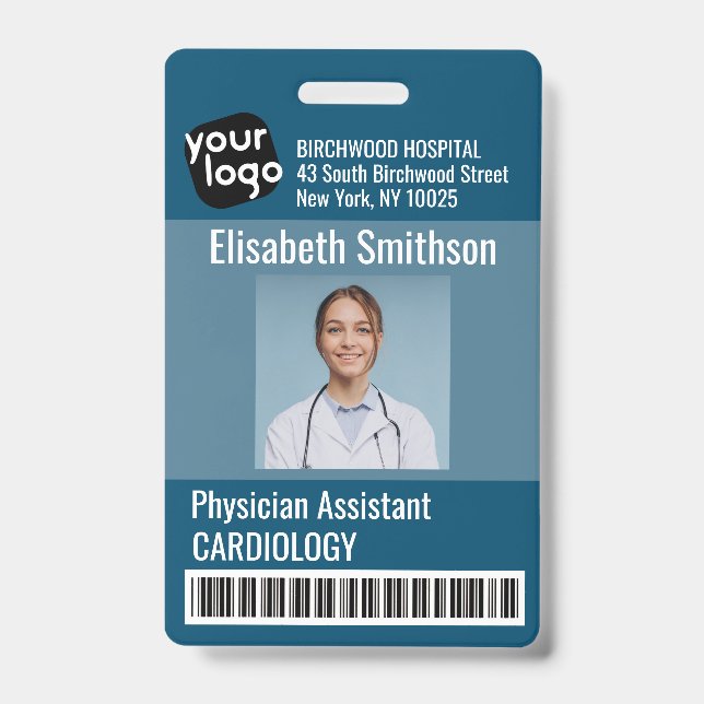    Modern Personalised Physician Assistant ID Card Badge (Front)