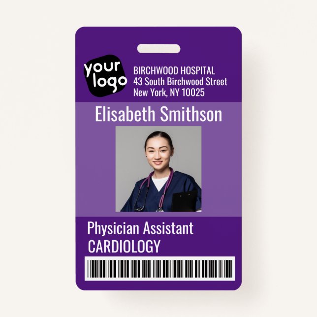    Modern Personalised Physician Assistant ID Card ID Badge (Front)