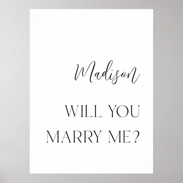 Modern Personalised Proposal Sign Poster (Front)