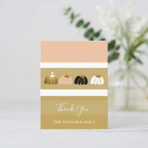 Modern Personalised Pumpkins In Black, White, Gold Holiday Postcard