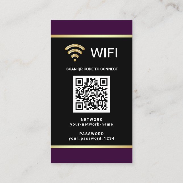Modern Personalised QR Code Wifi Network Password Business Card (Front)