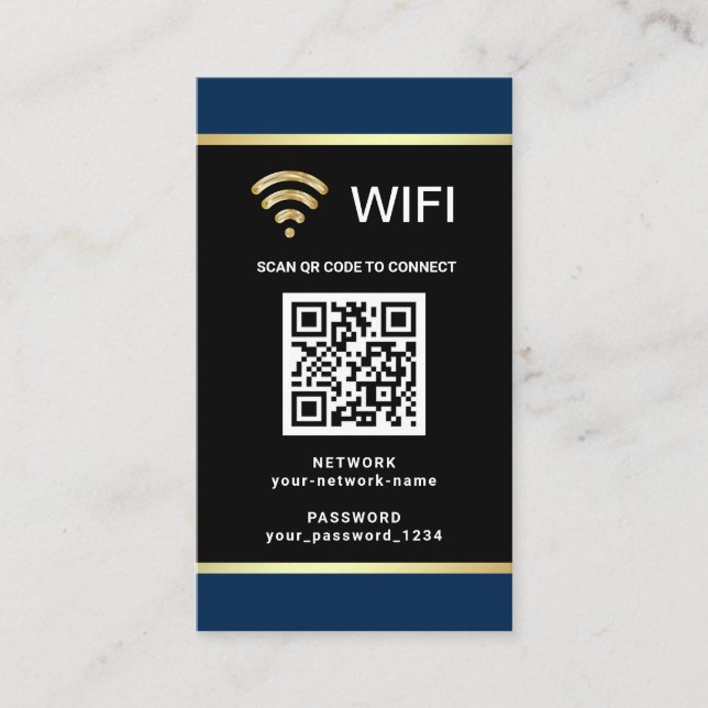 Modern Personalised QR Code Wifi Network Password Business Card (Front)