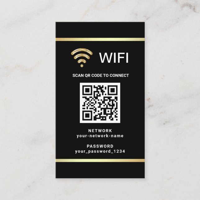 Modern Personalised QR Code Wifi Network Password Business Card (Front)