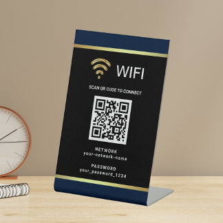 Modern Personalised QR Code Wifi Network Password Pedestal Sign