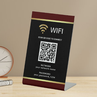 Modern Personalised QR Code Wifi Network Password Pedestal Sign