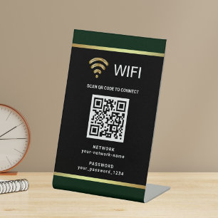 Modern Personalised QR Code Wifi Network Password Pedestal Sign