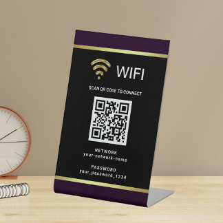 Modern Personalised QR Code Wifi Network Password Pedestal Sign