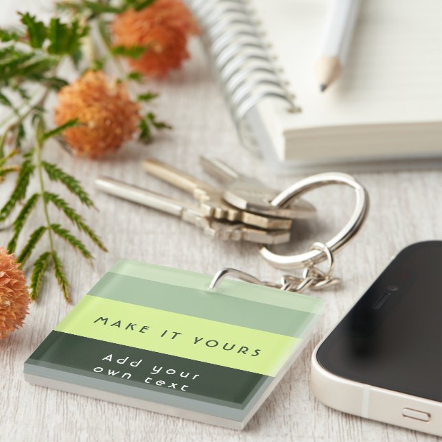 Modern Personalised Quote Print Key Ring (Front Right)