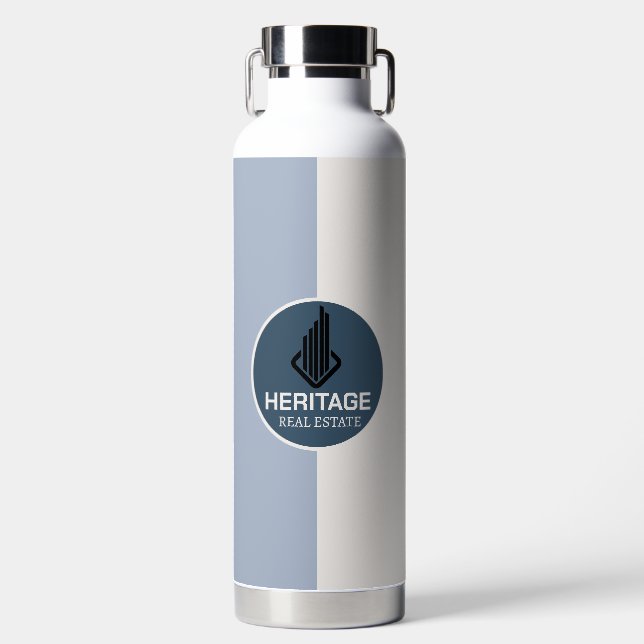 Modern Personalised Real Estate Name With Logo  Water Bottle (Front)