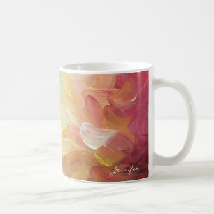 Modern Personalised Red Golden Teal Oil Paint Coffee Mug