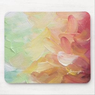 Modern Personalised Red Golden Teal Oil Paint Mouse Pad