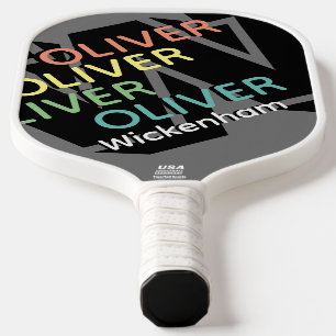 Modern Personalised Replicated Colour Name Cool Pickleball Paddle