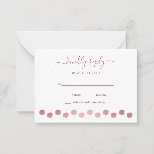 Modern Personalised Rose Gold Dog Pet Wedding RSVP Card (Front)