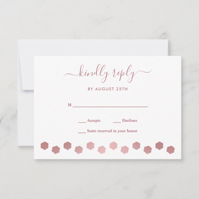 Modern Personalised Rose Gold Dog Pet Wedding RSVP Card (Front)