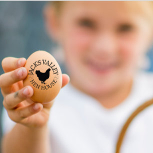 Modern Personalised Rustic Hen Name Egg Love Rubber Stamp