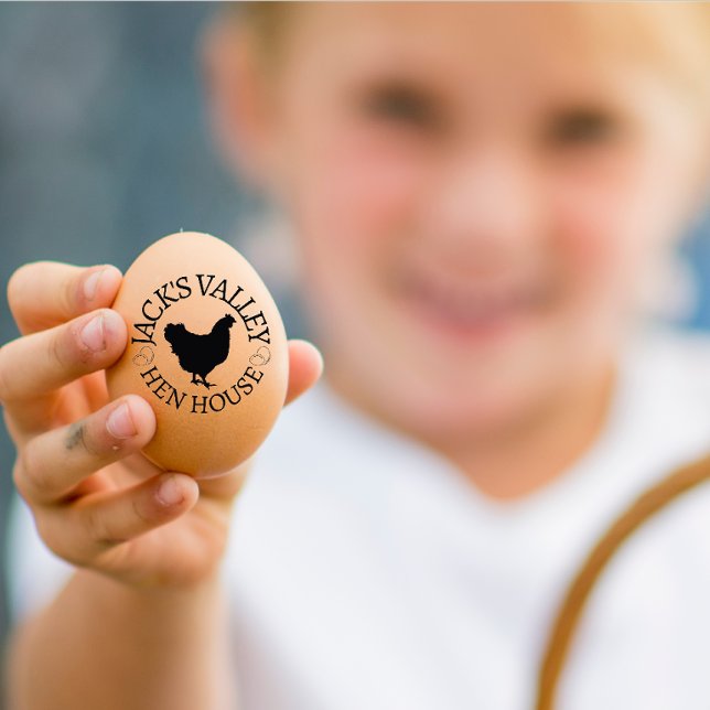 Modern Personalised Rustic Hen Name Egg Love Rubber Stamp (PERSONALIZED NAME EGG STAMP FOR EGG LOVER)