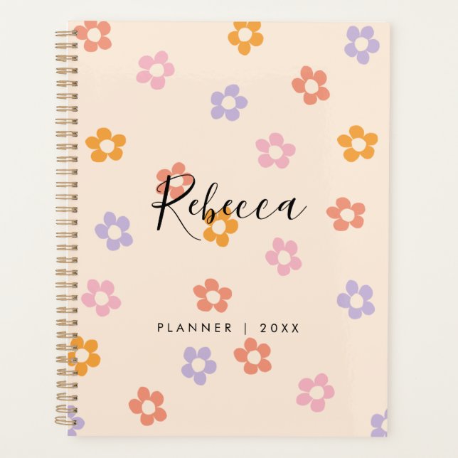 Modern Personalised Script Monogram Floral 2023 Planner (Front)