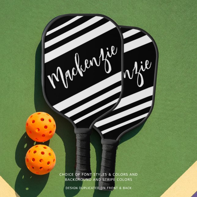 Modern Personalised Striped Custom Colour Pickleball Paddle (Creator Uploaded)