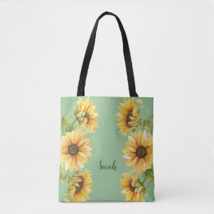 Modern Personalised Sunflower Tote Bag