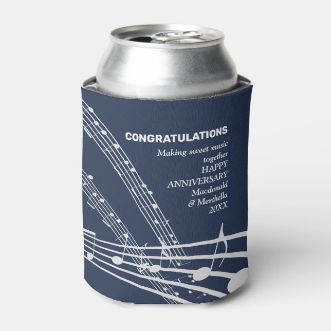 Modern Personalised SWEET MUSIC Happy Anniversary Can Cooler (Can Front)