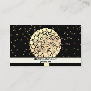Modern Personalised Tree of Life - Black & Gold Business Card