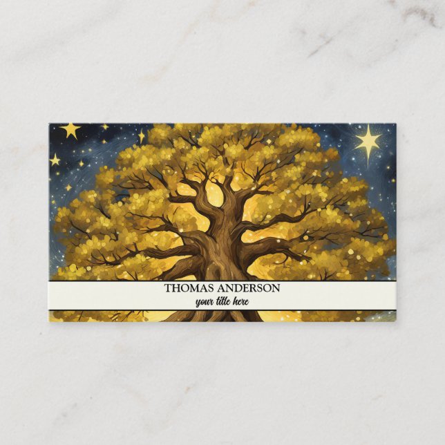 Modern Personalised Tree of Life - Colourful Leave Business Card (Front)