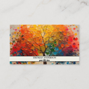 Modern Personalised Tree of Life - Colourful Leave Business Card