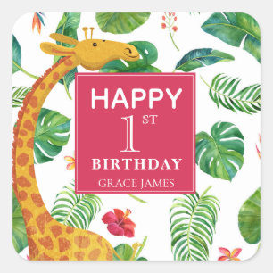 Modern Personalised Tropical Square Sticker