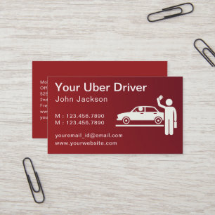 Modern Personalised Uber Driver QR Code Red Business Card