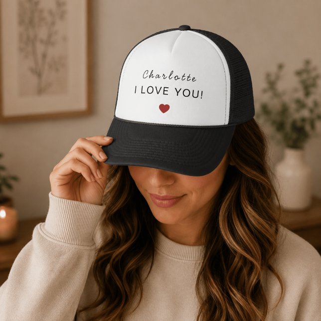 Modern Personalised Valentine Trucker Hat (Creator Uploaded)