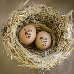 Modern Personalised Wake Pray Lay Egg Rubber Stamp