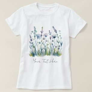 Modern Personalised Watercolor Wildflower Floral   T-Shirt