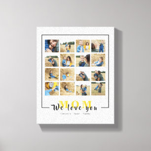 Modern Personalised We Love You Mum Photo Collage Canvas Print