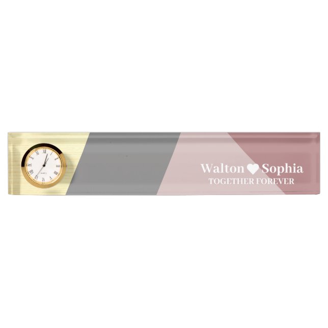 Modern Personalised Wedding Couple Name With Quote Nameplate (Front)