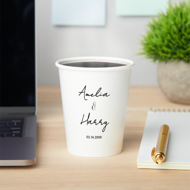 Modern Personalised Wedding Party Monograms Paper Cups (Insitu)