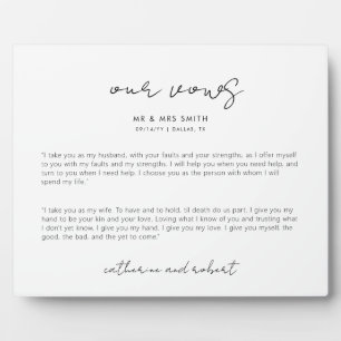 Modern Personalised Wedding Vows Plaque