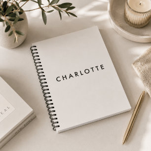 Modern Personalised White Spiral Notebook