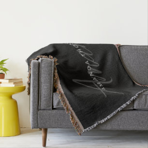 Modern Personalised With Name Monogram Throw Blanket