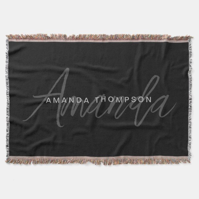 Modern Personalised With Name Monogram Throw Blanket (Front)