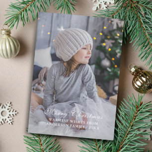 Modern Personalizable Merry Christmas Photo Holiday Card