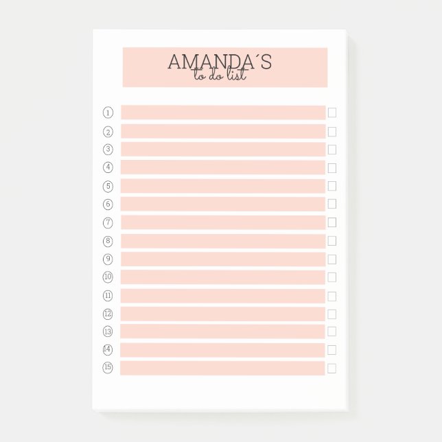 Modern personalizable peach white post-it post-it notes (Front)
