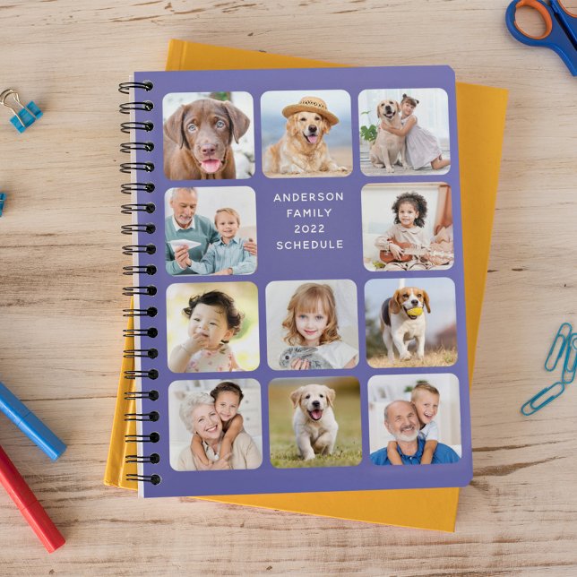 Modern Personalized 11 Photo Collage Periwinkle Planner (Creator Uploaded)