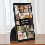 Modern Personalized 16 Photo Collage Plaque<br><div class="desc">Showcase your favorite memories with this Modern Personalized 16 Photo Collage Plaque. Featuring sixteen of your best photos arranged in a clean, modern grid layout with space for a custom message or family name, this sleek plaque makes a stylish desktop display or wall accent. Its durable finish and frameless modern...</div>