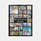Modern Personalized 21 Photo Collage Custom Color Fleece Blanket (Front)
