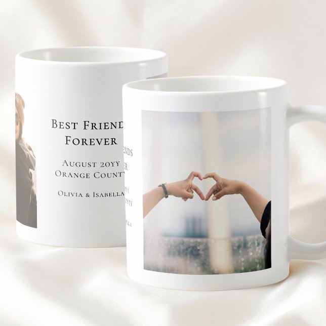 Modern Personalized Best Friends Forever 2 Photo Coffee Mug (Modern Personalized Best Friends Forever 2 Photo Coffee Mug)