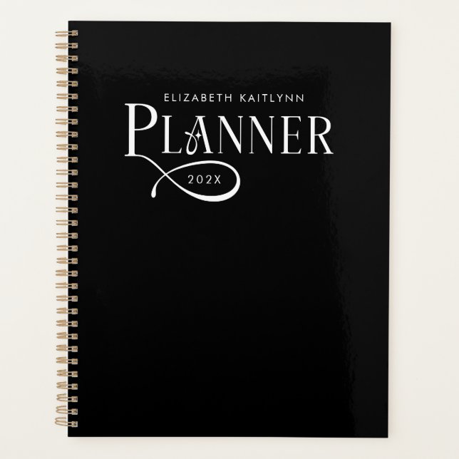 Modern Personalized Black and White  Planner (Front)