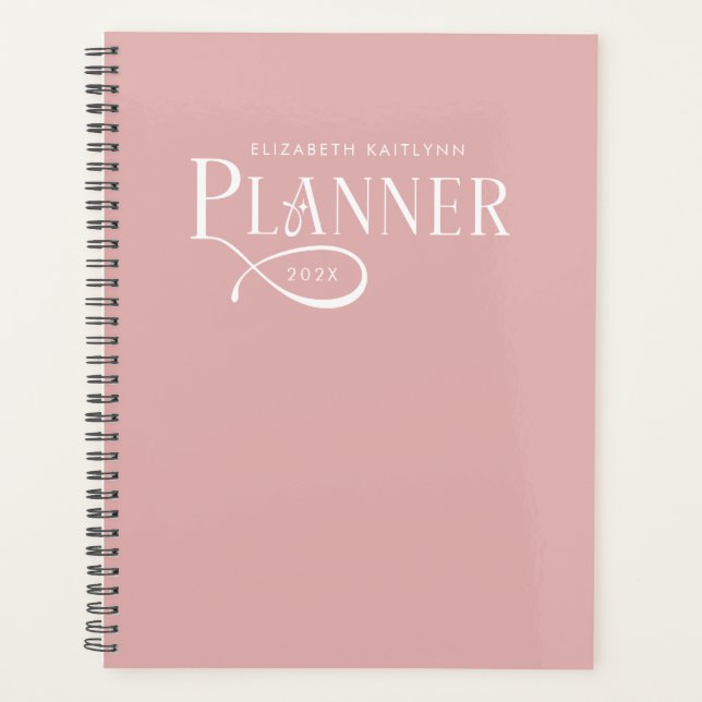 Modern Personalized Blush Pink Planner (Front)