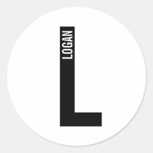Modern Personalized Bold Monogram and Name Classic Round Sticker