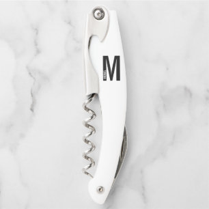 Modern Personalized Bold Monogram and Name Corkscrew