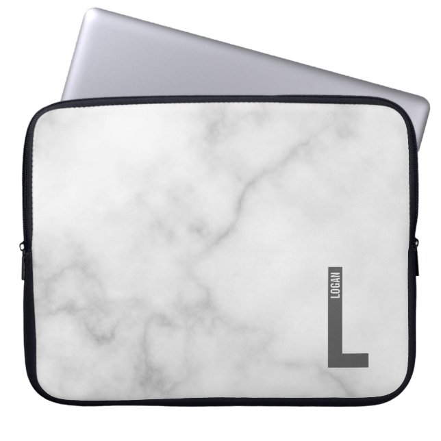 Modern Personalized Bold Monogram and Name Laptop Sleeve (Front)